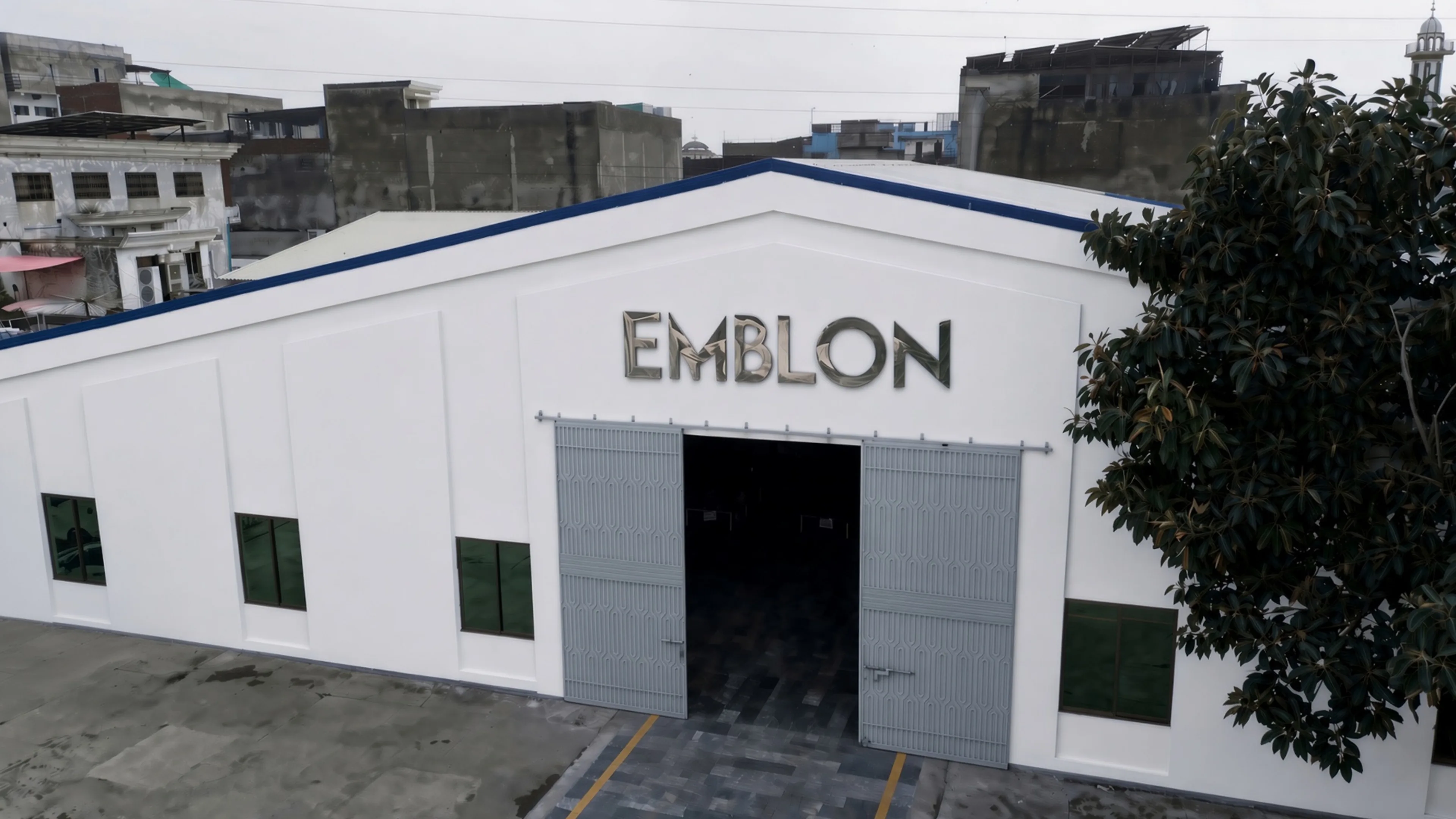 Exterior aerial view of Factory 2 leather tanning facility